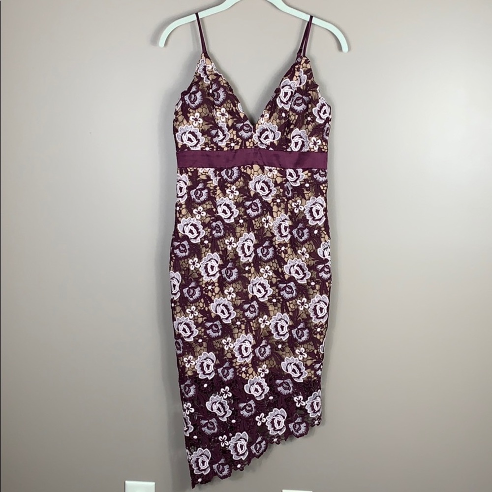 NWT Bardot purple and white lace dress sz 6